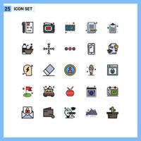 Set of 25 Modern UI Icons Symbols Signs for track list shopping list video memo ic Editable Vector Design Elements