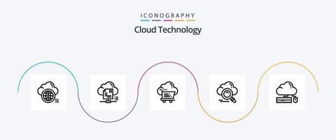 Cloud Technology Line 5 Icon Pack Including data. cloud. cloud. trolley. cart vector