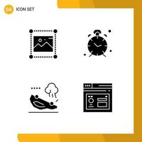 conjunto de 4 iconos de interfaz de usuario modernos símbolos signos para alerta de diseño gráficos tiempo coche elementos de diseño vectorial editables vector