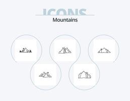 paquete de iconos de línea de montañas 5 diseño de iconos. Cerro. montaña. naturaleza. escena. naturaleza vector