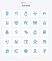 Paquete creativo de iconos azules de San Valentín 25 como el amor. corazón. amar. amar. propuesta vector
