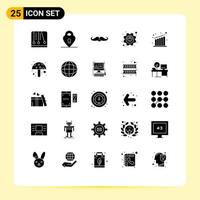 User Interface Pack of 25 Basic Solid Glyphs of growth productivity hipster performance efficiency Editable Vector Design Elements