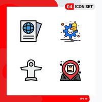 4 Universal Filledline Flat Color Signs Symbols of document transport notification time location Editable Vector Design Elements