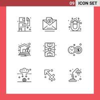 User Interface Pack of 9 Basic Outlines of ground city customer warning notice Editable Vector Design Elements