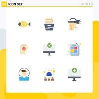 Set of 9 Modern UI Icons Symbols Signs for computers data head message lock Editable Vector Design Elements