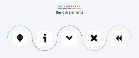 Basic Ui Elements Glyph 5 Icon Pack Including media. cross. arrow. close. delete vector