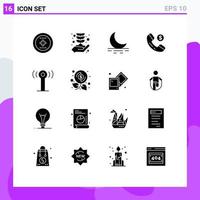 User Interface Pack of 16 Basic Solid Glyphs of budget signal fog service online Editable Vector Design Elements