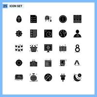 Modern Set of 25 Solid Glyphs and symbols such as binder information online info faq Editable Vector Design Elements