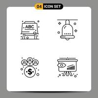 Set of 4 Modern UI Icons Symbols Signs for board management bell festival business Editable Vector Design Elements