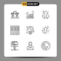 paquete de iconos de vector de stock de 9 signos y símbolos de línea para soluciones financiar flecha archivo carpeta archivo elementos de diseño vectorial editables