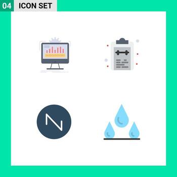 4 Universal Flat Icon Signs Symbols of dashboard task monitoring list sound Editable Vector Design Elements