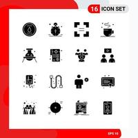 Pictogram Set of 16 Simple Solid Glyphs of biology time alert cup break Editable Vector Design Elements