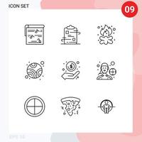 9 Outline concept for Websites Mobile and Apps space neptune paper fire camp Editable Vector Design Elements