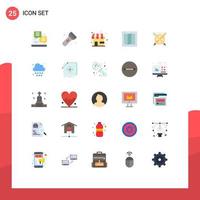 Editable Vector Line Pack of 25 Simple Flat Colors of line education market pencil layout Editable Vector Design Elements