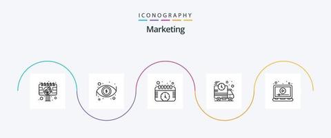 paquete de iconos de la línea de marketing 5 que incluye anuncios. rápido. vista. entrega. mirar vector