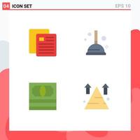 4 Thematic Vector Flat Icons and Editable Symbols of education pack school plunger land Editable Vector Design Elements