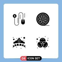 4 Universal Solid Glyph Signs Symbols of mouse jewelry design web colors Editable Vector Design Elements