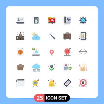 Set of 25 Modern UI Icons Symbols Signs for setting internet communication gear process Editable Vector Design Elements