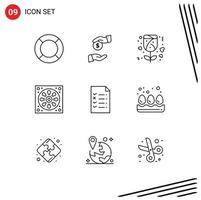 Mobile Interface Outline Set of 9 Pictograms of file toilet corrupt hole bathroom Editable Vector Design Elements