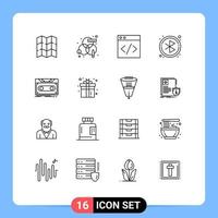 paquete de línea de vector editable de 16 contornos simples de la demostración del servidor de registro de registro que busca elementos de diseño de vector editables