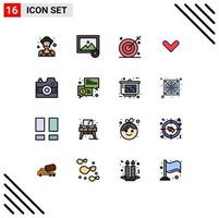 16 Creative Icons Modern Signs and Symbols of camera direction ambition arrows shooting target Editable Creative Vector Design Elements