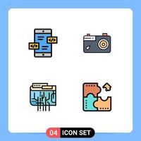 Set of 4 Modern UI Icons Symbols Signs for app development currency mobile picture internet Editable Vector Design Elements