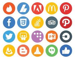 20 Social Media Icon Pack Including slideshare twitter stockoverflow path tripadvisor vector