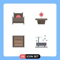 4 Thematic Vector Flat Icons and Editable Symbols of bed box furniture nature commerce Editable Vector Design Elements