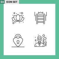 Mobile Interface Line Set of 4 Pictograms of chinese love ladder tool golf Editable Vector Design Elements