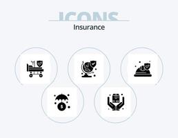 Insurance Glyph Icon Pack 5 Icon Design. security. hat. hospital. shield. insurance vector