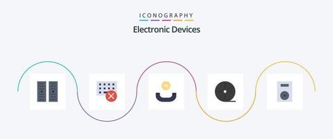Devices Flat 5 Icon Pack Including products. devices. all time. technology. film vector