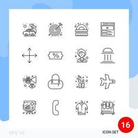 Pack of 16 creative Outlines of directions website geometry web video Editable Vector Design Elements