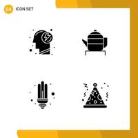 Modern Set of 4 Solid Glyphs and symbols such as energy energy power china light Editable Vector Design Elements