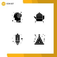 Modern Set of 4 Solid Glyphs and symbols such as energy energy power china light Editable Vector Design Elements