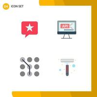 Flat Icon Pack of 4 Universal Symbols of chat code star coding password Editable Vector Design Elements