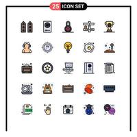 25 User Interface Filled line Flat Color Pack of modern Signs and Symbols of business pin electronics navigation protection Editable Vector Design Elements