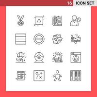 Set of 16 Modern UI Icons Symbols Signs for interface avatar direction design engineering Editable Vector Design Elements