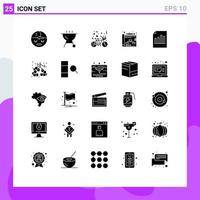 User Interface Pack of 25 Basic Solid Glyphs of sheet record heart file strategy Editable Vector Design Elements