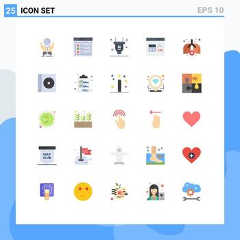 25 concepto de color plano para sitios web móviles y aplicaciones desarrollan codificación de código de sitio web cambiar elementos de diseño vectorial editables vector