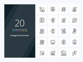 20 Ecology And Environment Outline icon for presentation vector