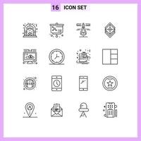 Universal Icon Symbols Group of 16 Modern Outlines of charity stack calipers layers arrange Editable Vector Design Elements