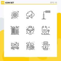 Universal Icon Symbols Group of 9 Modern Outlines of jewelry internet link infrastructure road Editable Vector Design Elements