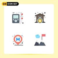 Modern Set of 4 Flat Icons and symbols such as multimedia pin house loanhome business Editable Vector Design Elements