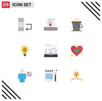 Set of 9 Modern UI Icons Symbols Signs for pollution business bucket focus bulb Editable Vector Design Elements