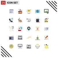 Pictogram Set of 25 Simple Flat Colors of image internet celebrate globe shopping Editable Vector Design Elements