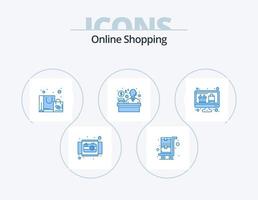 Online Shopping Blue Icon Pack 5 Icon Design. display. shopping. customer. purchase vector