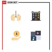 Modern Set of 4 Flat Icons and symbols such as anatomy house health building shopping Editable Vector Design Elements