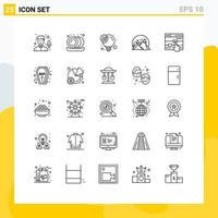 25 Creative Icons Modern Signs and Symbols of finger sun seo mountain landscape Editable Vector Design Elements