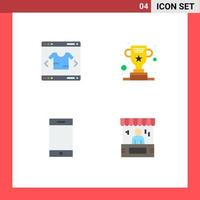 4 Flat Icon concept for Websites Mobile and Apps business iphone shopping trophy advertising Editable Vector Design Elements
