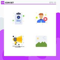 Group of 4 Flat Icons Signs and Symbols for chart reject medical employee horn Editable Vector Design Elements